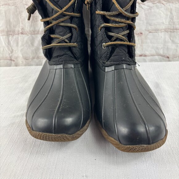 Sperry Women's 12 Black Quilted Saltwater Rain Rubber Duck Boots - Picture 5 of 11